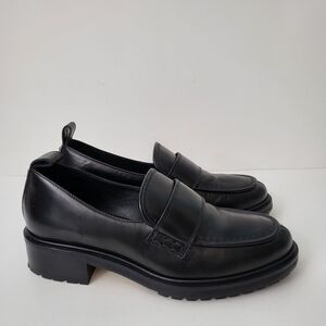 AEYDE Ruth Loafers Womens 10 EU 40 Black Calf Leather Chunky Lug Sole Shoes